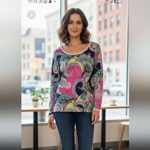 Talbots Multicolor Paisley Long Sleeve Top